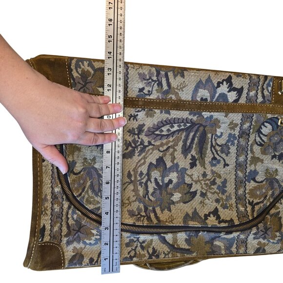 Vintage Neiman Marcus Floral Tapestry & Suede Suitcase With Lock - Picture 11 of 11